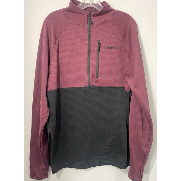 Armada 1/2 Zip Pullover Sweatshirt Polartec Men’s XL Vctr Series Burgundy Black - Picture 1 of 16